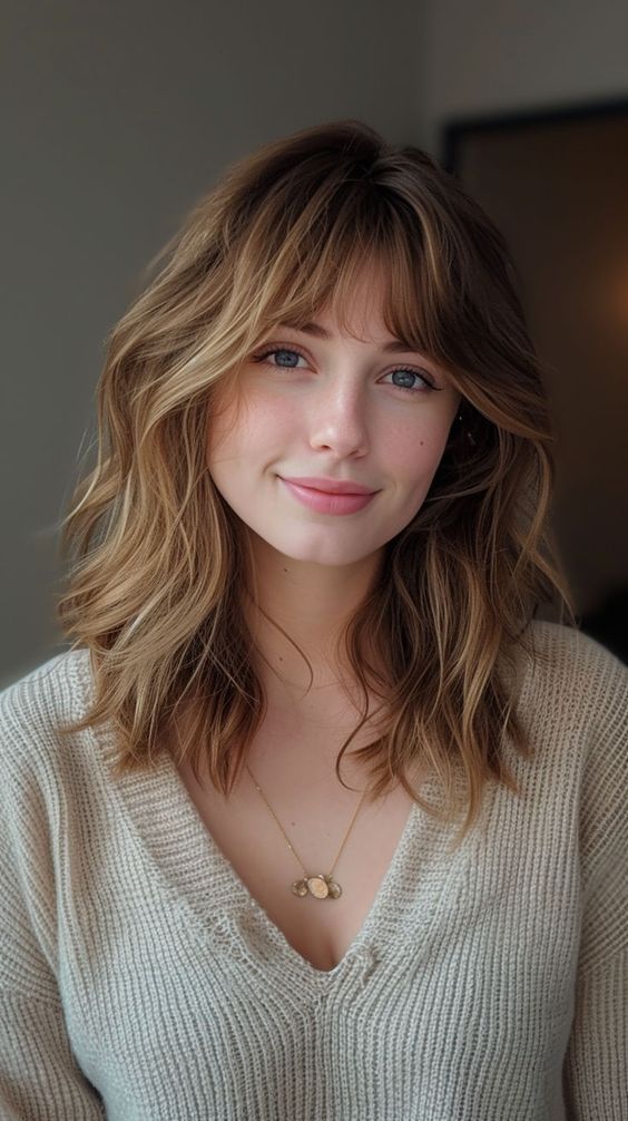 hairstyles with bangs for round faces